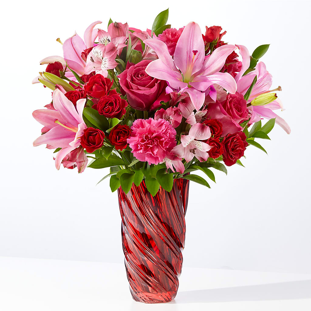In Love Bouquet with Luxe Swirl Vase – Luxesse Roses, Herriman UT