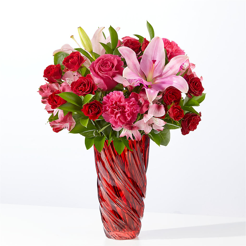 In Love Bouquet with Luxe Swirl Vase – Luxesse Roses, Herriman UT
