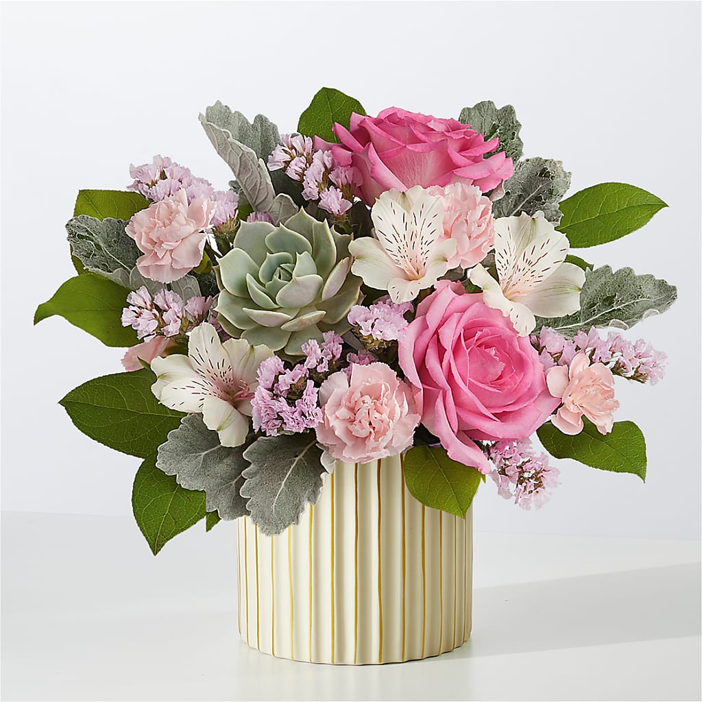 Dusty Rose Bouquet with Ivory Vase – Luxesse Roses, Herriman UT
