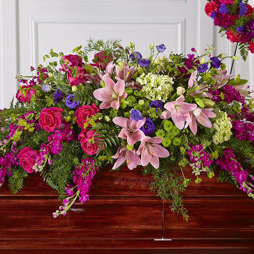 Radiant Tribute Casket Spray – Luxesse Roses, Herriman UT