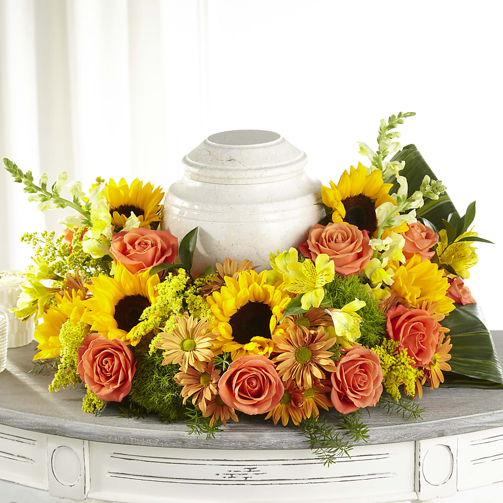 Faithful Sunflower Cremation Adornment – Luxesse Roses, Herriman UT