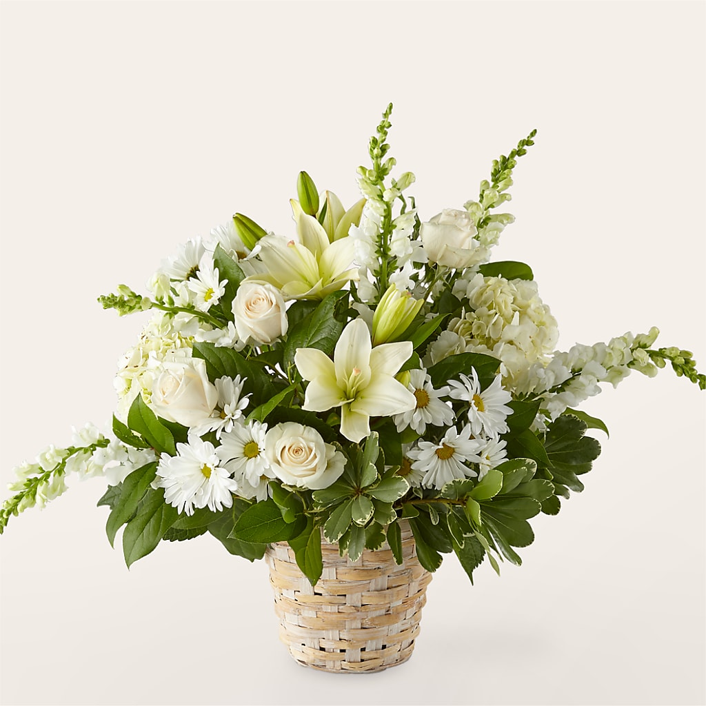 Ivory Elegance Floral Basket – Luxesse Roses, Herriman UT