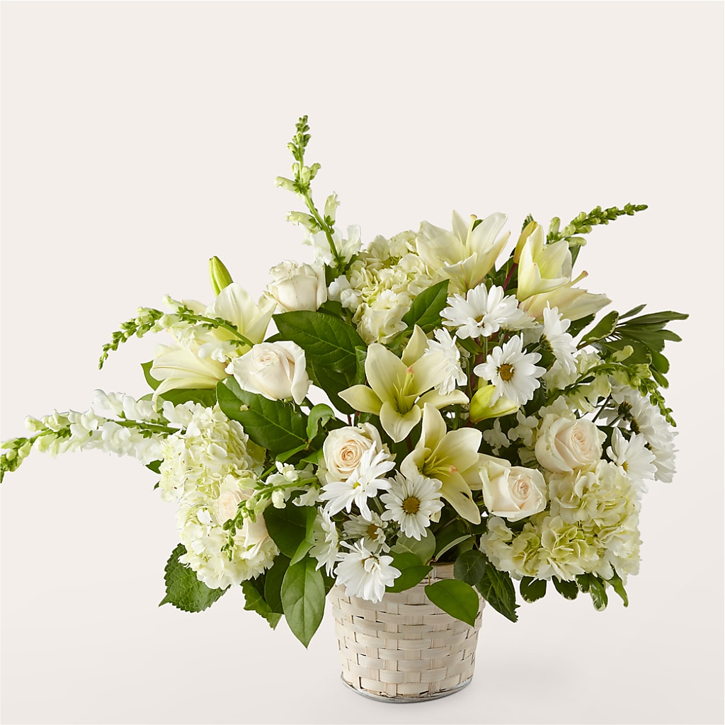 Ivory Elegance Floral Basket – Luxesse Roses, Herriman UT