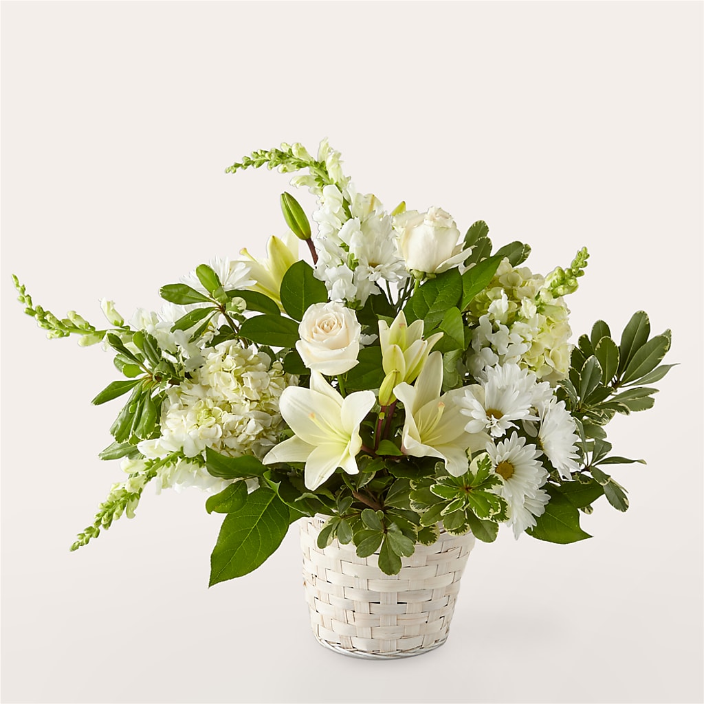 Ivory Elegance Floral Basket – Luxesse Roses, Herriman UT