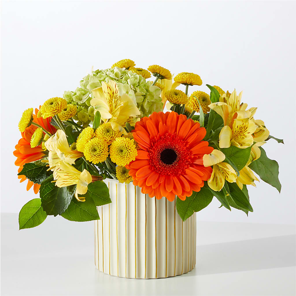 Autumn Sunshine Bouquet with Ivory Vase – Luxesse Roses, Herriman UT
