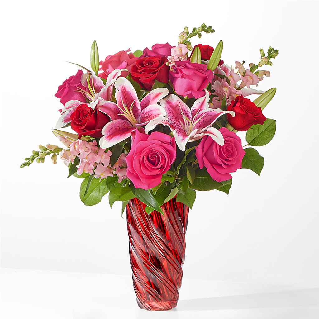 Always You Bouquet with Luxe Swirl Vase – Luxesse Roses, Herriman UT