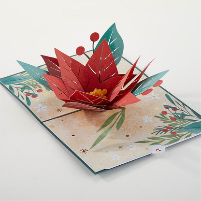 Happiest Holidays Poinsettia and Lovepop Card –  Luxesse Roses, Herriman UT