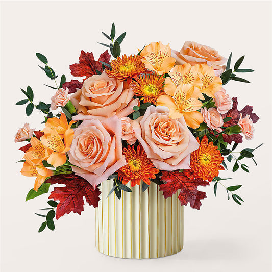 Spiced Latte Bouquet with Ivory Vase –  Luxesse Roses, Herriman UT