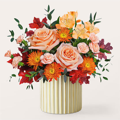 Spiced Latte Bouquet with Ivory Vase –  Luxesse Roses, Herriman UT