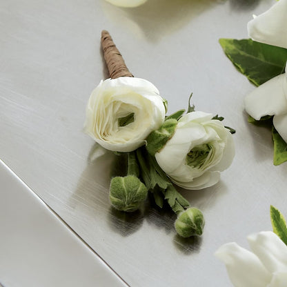 White Ranunculus Boutonniere –  Luxesse Roses, Herriman UT